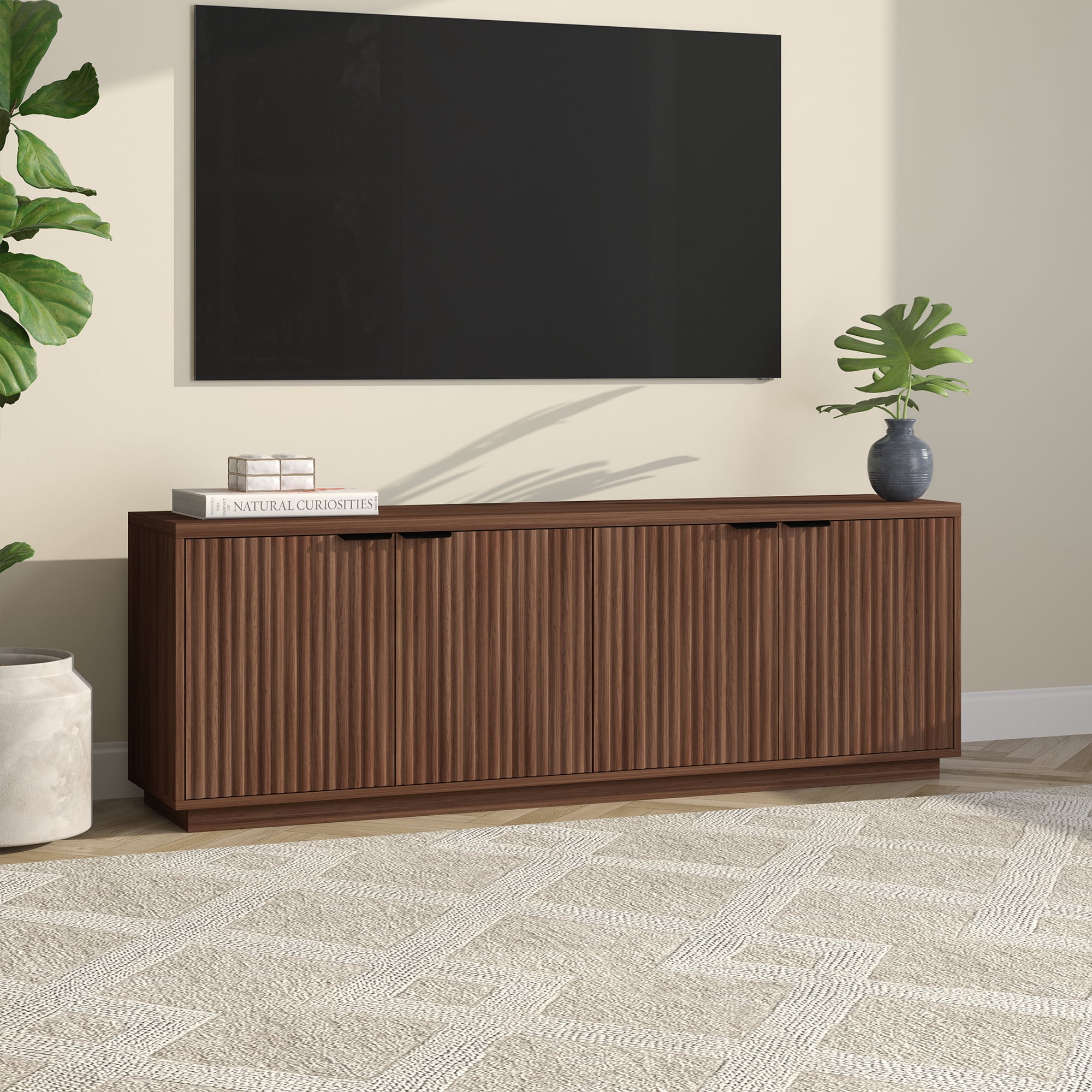 Mansfield Rectangular TV Stand for TV's up to 78" in Satin Walnut