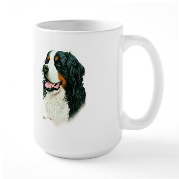 CafePress - Bernese Mountain Dog Large Mug - 15 oz Ceramic Large White Novelty Mug