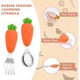 thumbnail image 3 of Juego de tenedor y cuchara para bebé, 4 piezas de tenedor y cuchara para niños, de acero inoxidable de fácil agarre, perfecto para el aprendizaje de los niños pequeños, 3 of 5