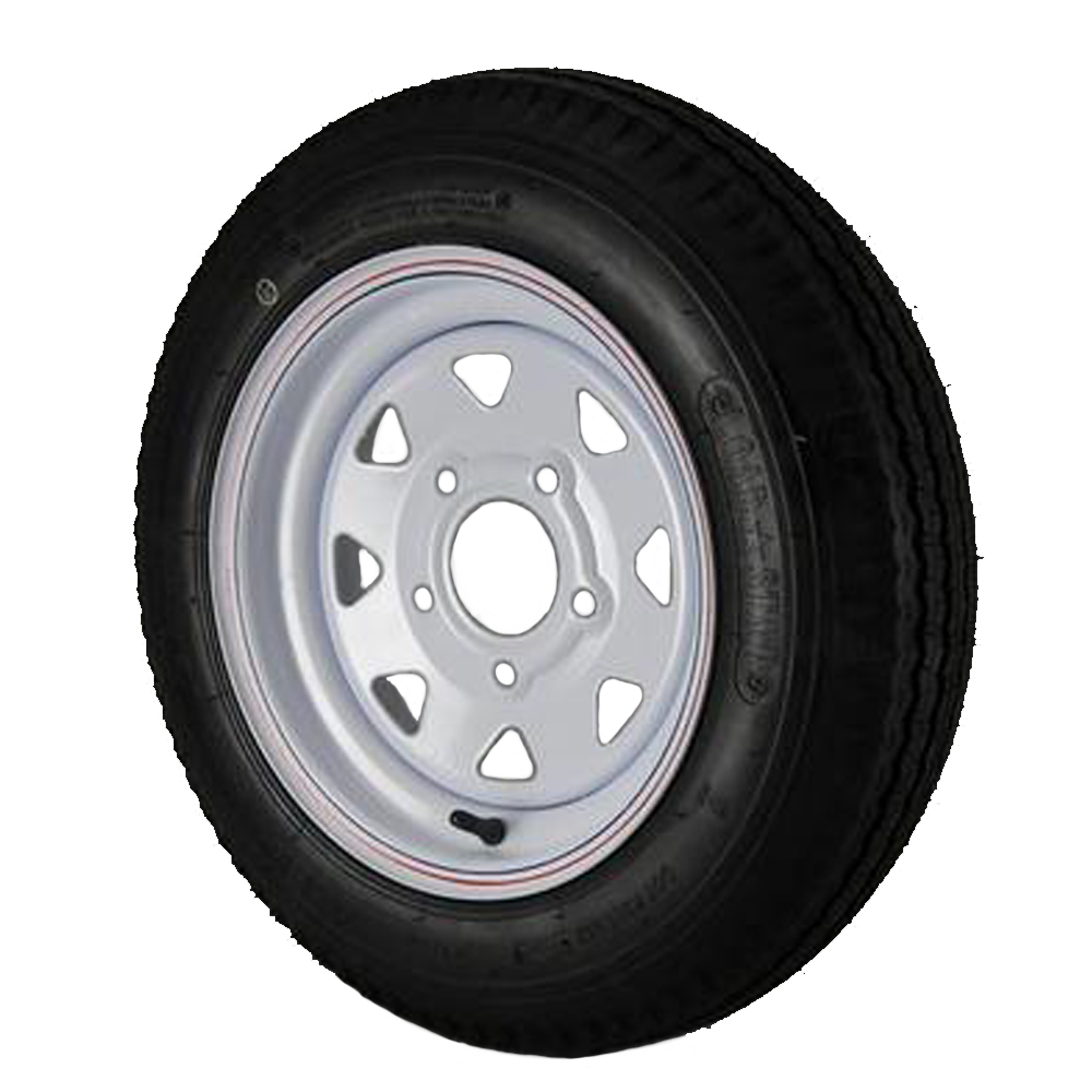 4.80X12 Loadstar Trailer Tire LRC on 5 Bolt White Spoke Wheel