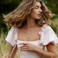 thumbnail image 4 of Aobei Pearl Dainty 18k Gold Layered Statement Choker Necklaces for Women Tiny Cute Lock Key Pendant Personalized Double Layering Chain Necklaces, 4 of 7