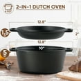 thumbnail image 3 of Hawsaiy 6.5QT Pre-Seasoned Cast Iron Dutch Oven with Lid, 2-in-1 Multi-Use Double Dutch Oven Pot for Baking, Roasting & Frying, Oven & Stovetop Safe, 3 of 9