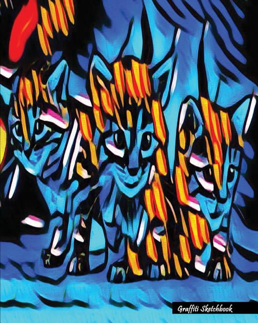 Graffiti Sketchbook Street Art Graffiti Cat (2), 8" x 10" Drawing