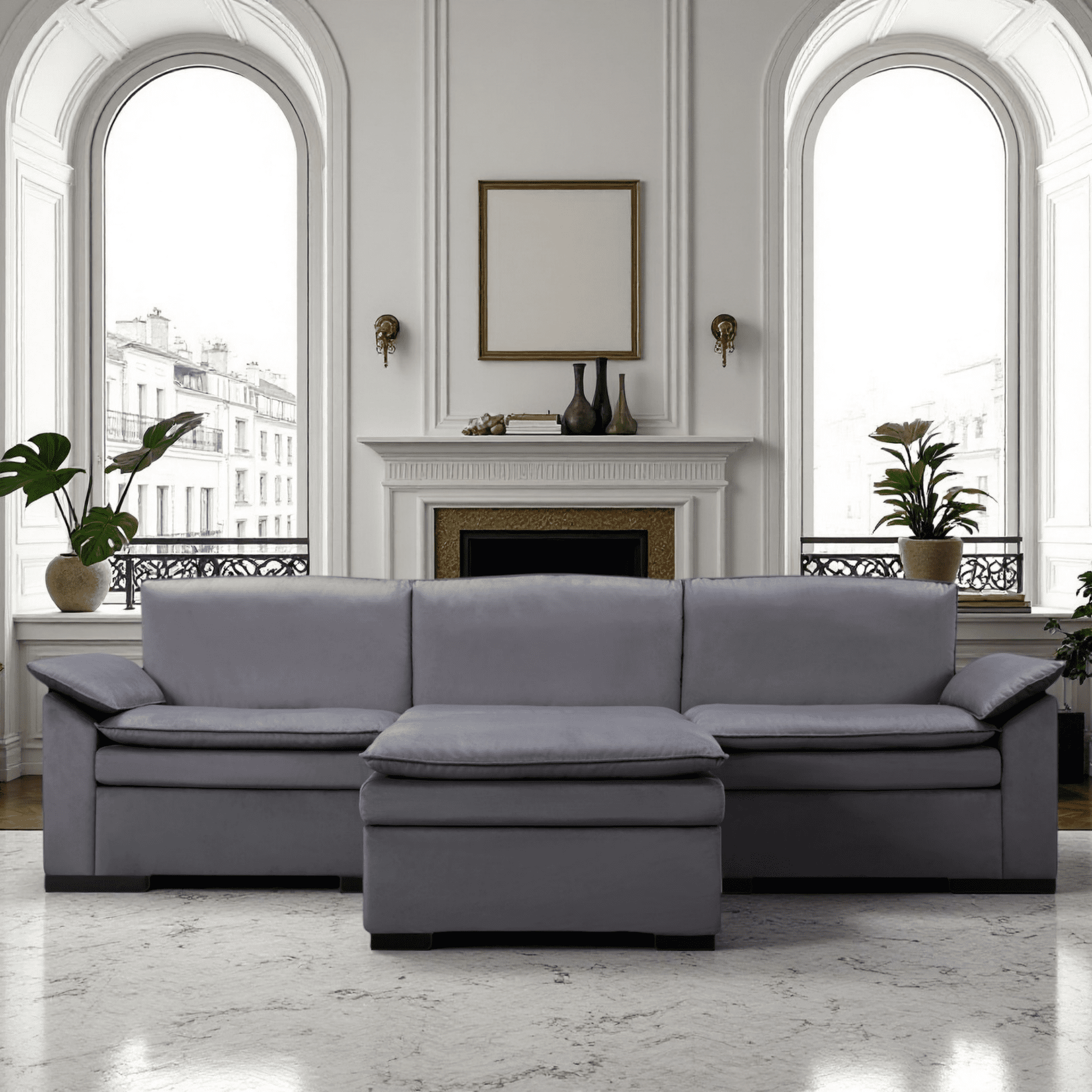Gewnee Combination Sofa With Movable Footstool and Movable Footrest, Suitable For Living, Office Area and Reception Room.