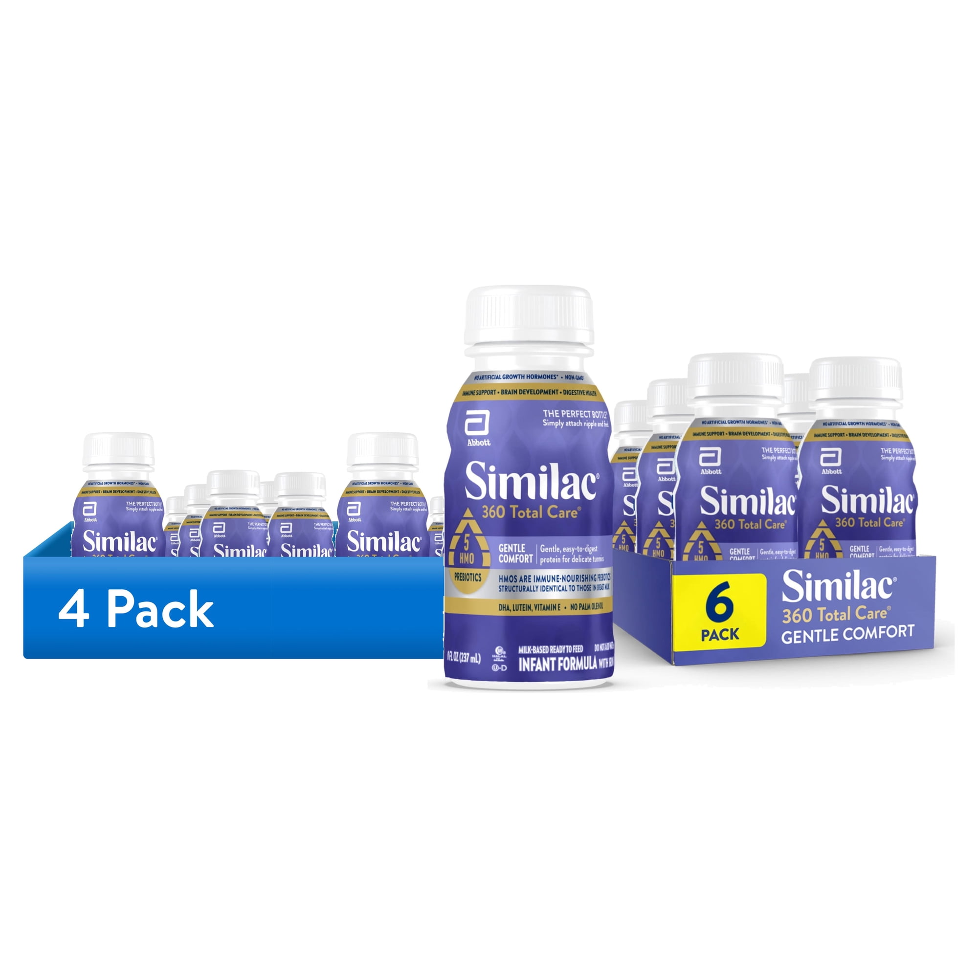 (4 pack) Similac 360 Total Care Gentle Comfort Ready-to-Feed Baby Formula, 8-fl-oz Bottle, Pack of 6