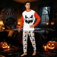 thumbnail image 2 of Halloween Family Pajamas Matching Sets Party Pjs Family Jammies Long Sleeve Funny Novelty Halloween Pumpkin Face 2 Piece Sets Casual Trendy Family Holiday Loungewear, 2 of 5