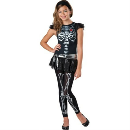 incharacter costumes tween skeleton bling, silver/black, small