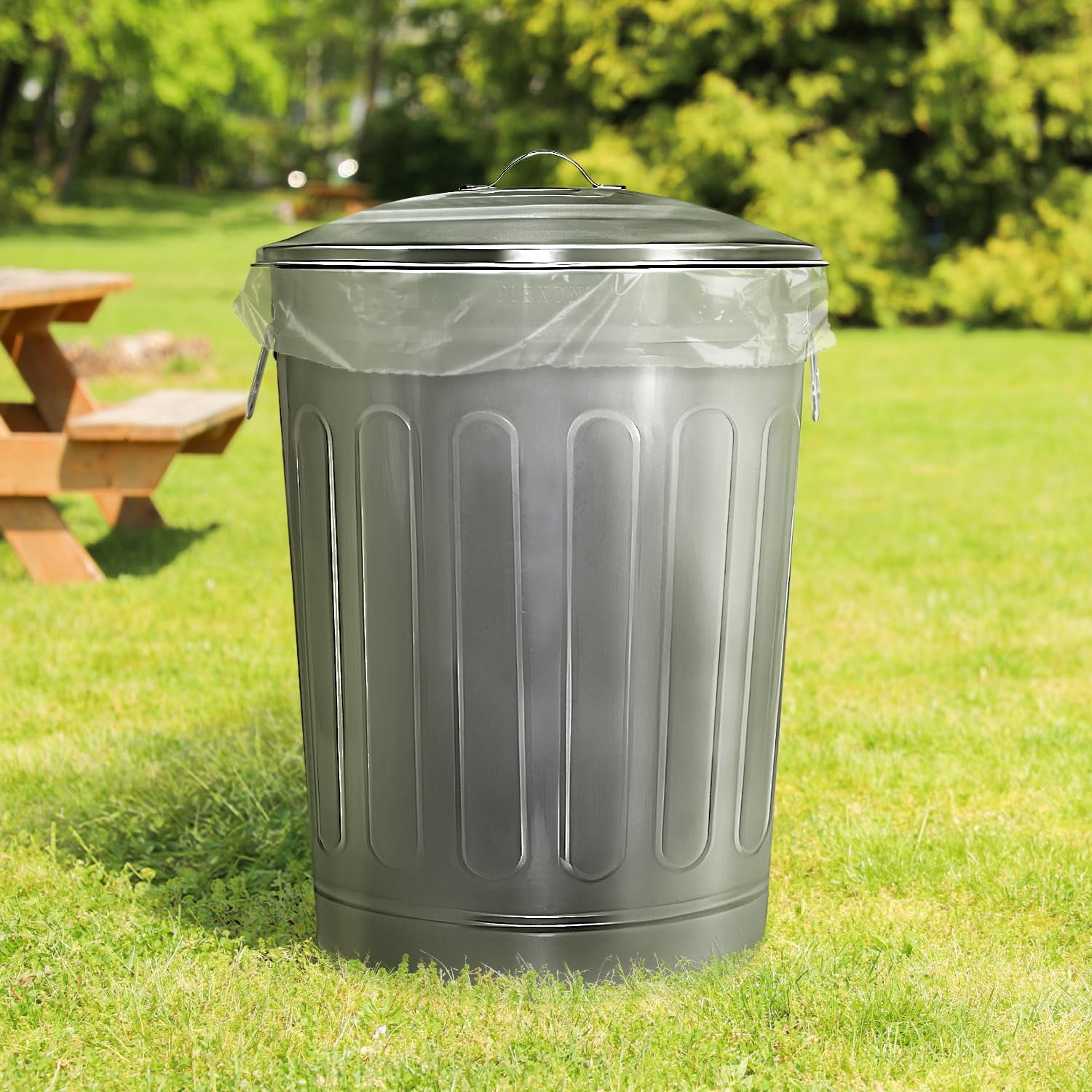 13-Gallon Galvanized Steel Round Trash Can with Lid
