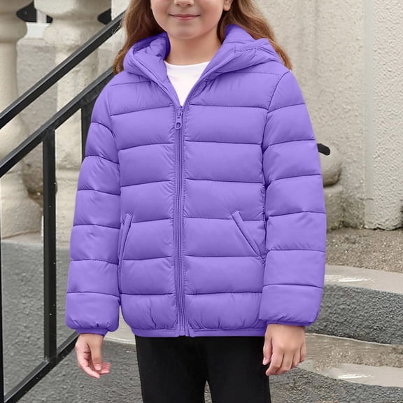 uublik Boys Down Jackets Winter Quilted Puffer Jacket Warm Hooded Parka Snow Coats Size 4T-14 Purple
