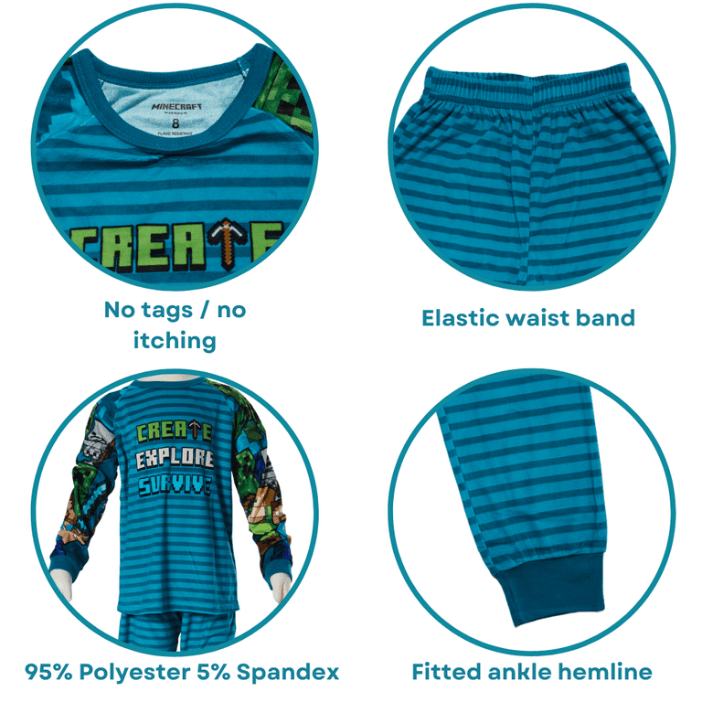 Minecraft Boys T-shirt Tops + Shorts Pajamas Set Nightwear Outfits Summer