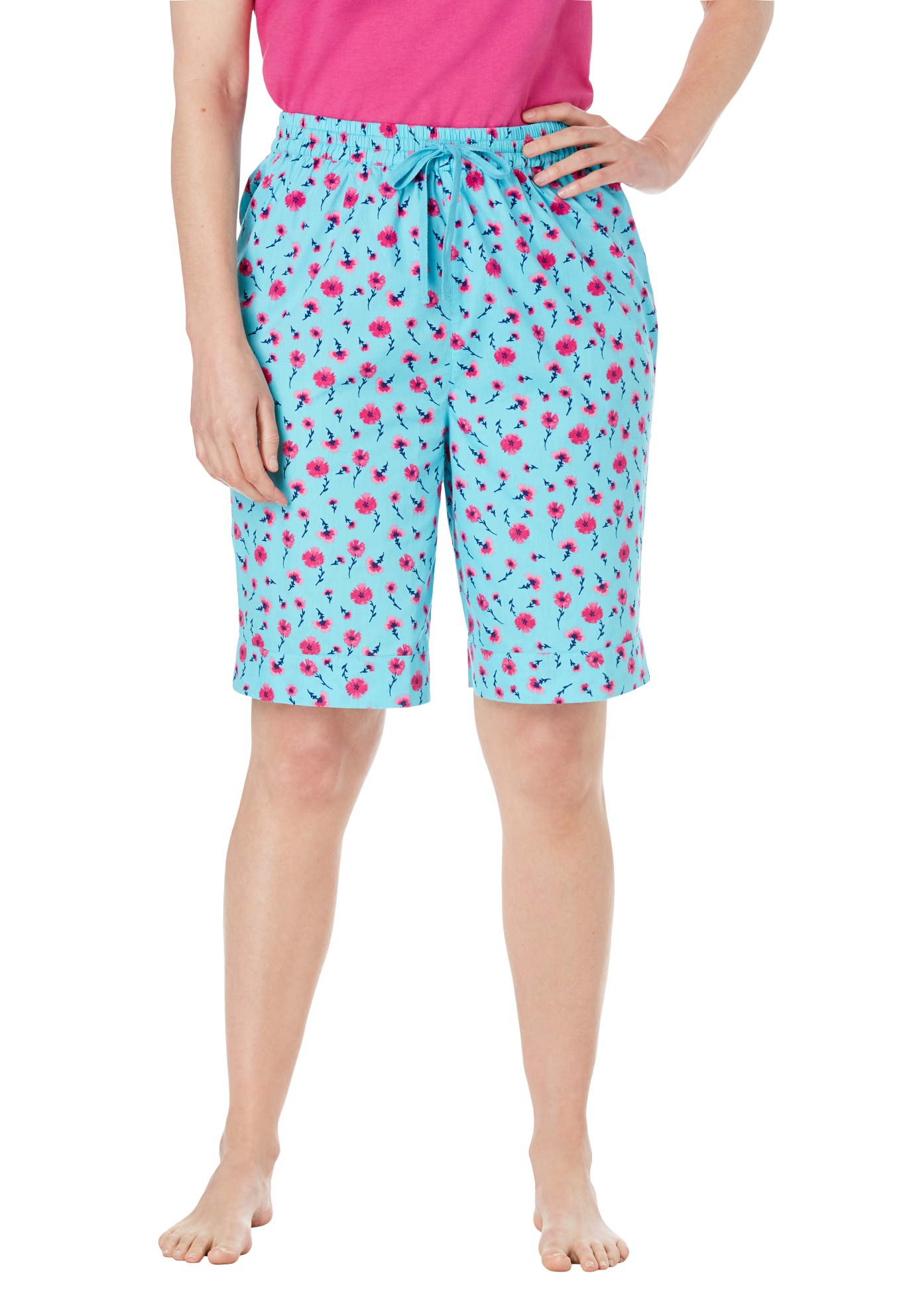 Womens Plus Size Cotton Poplin Pajama Shorts Dreams /& Co