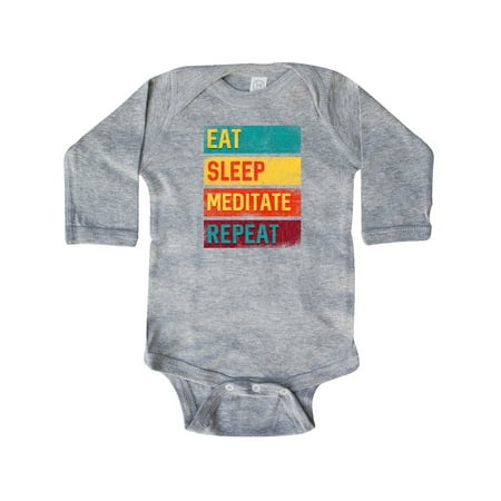 

Inktastic Meditation Yoga Eat Sleep Meditate Repeat Gift Baby Boy or Baby Girl Long Sleeve Bodysuit