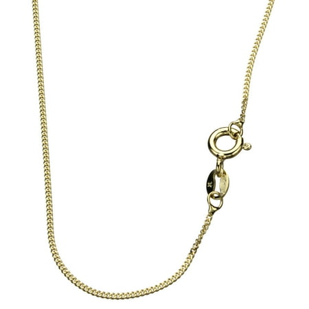- 18k Gold-Flashed Sterling Silver 1mm Diamond-Cut Curb Nickel Free Chain Necklace Italy, 20