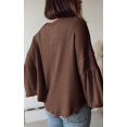 thumbnail image 4 of FreshPretty Women's Ribbed Long Sleeve Tops Summer Spring Pullover Knit Casual V Neck Blouses Trendy Loose Fit Tunic Top, 4 of 7
