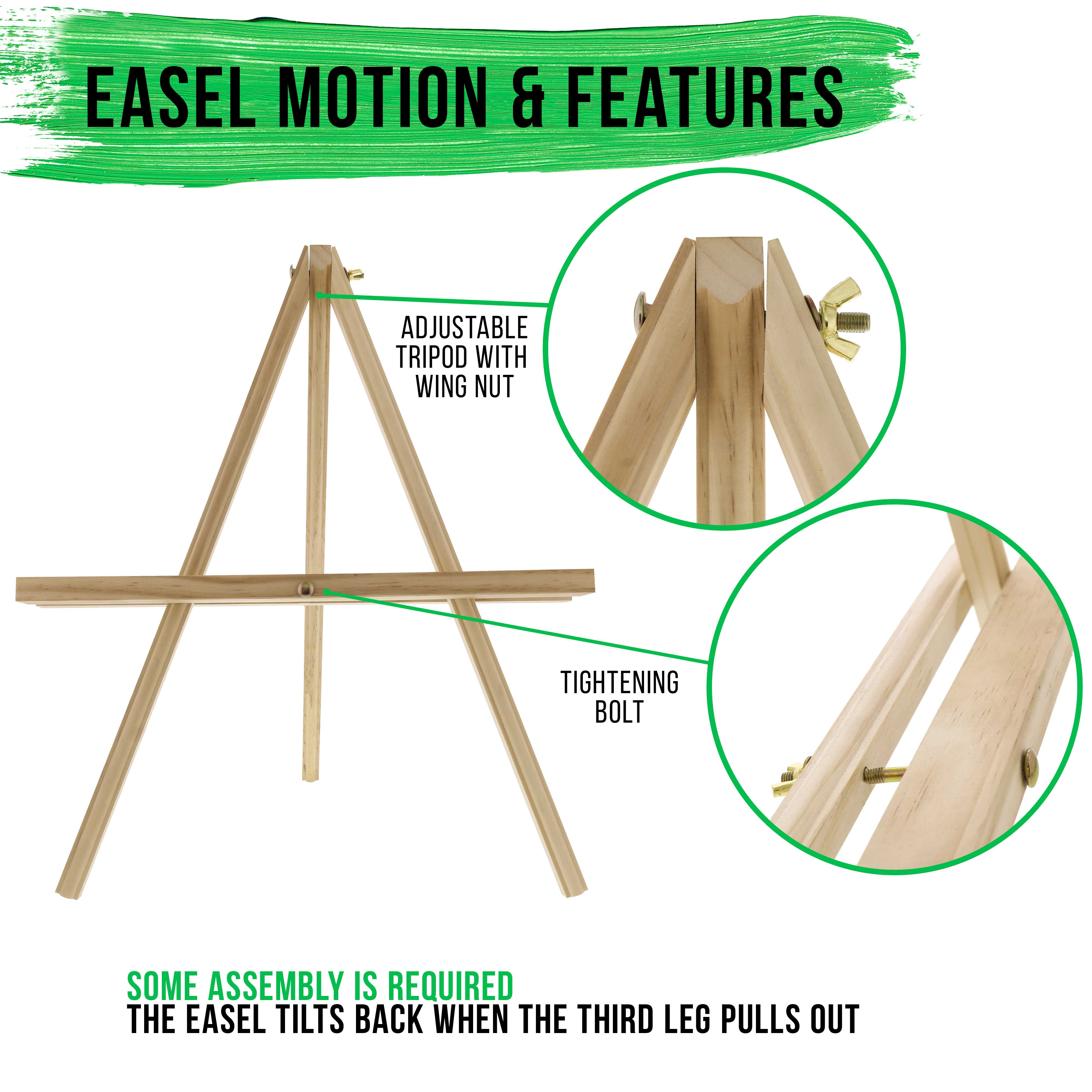 Kinlink 9 Inch Tall Wood Easels for Display Set of 12, Display Easel  Tabletop, Painting Easel Stand for Artist Students