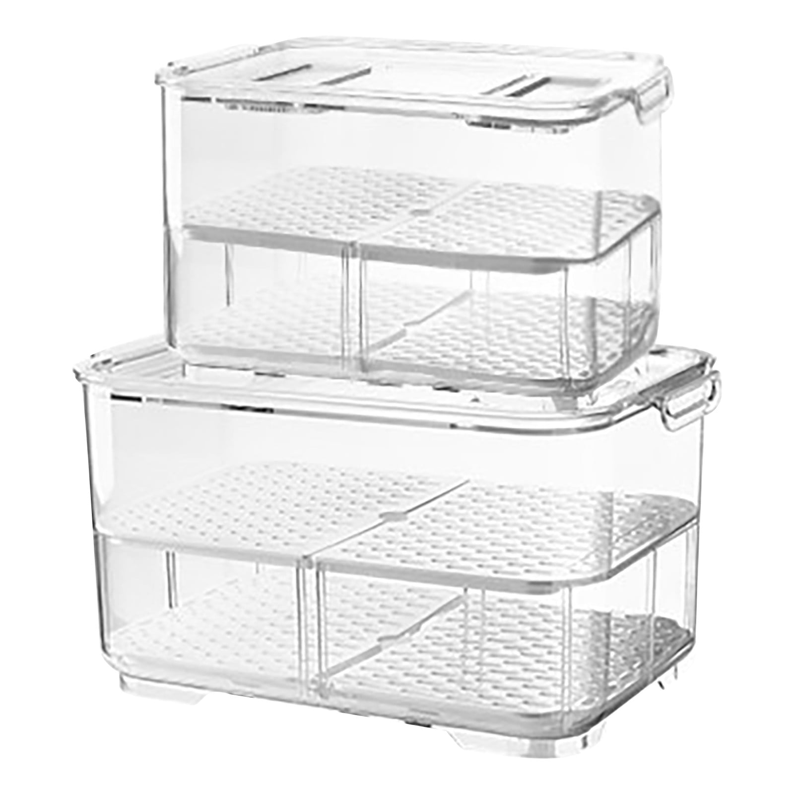 Tgbvmt Refrigerator Storage Containers Fresh Produce Organizer Bins 10.9"x6.9"x5.7" Fridge Food Keeper Moisture Control Vented Lid Holiday Kitchen Organization Fruit Vegetable Storage Drain Tray