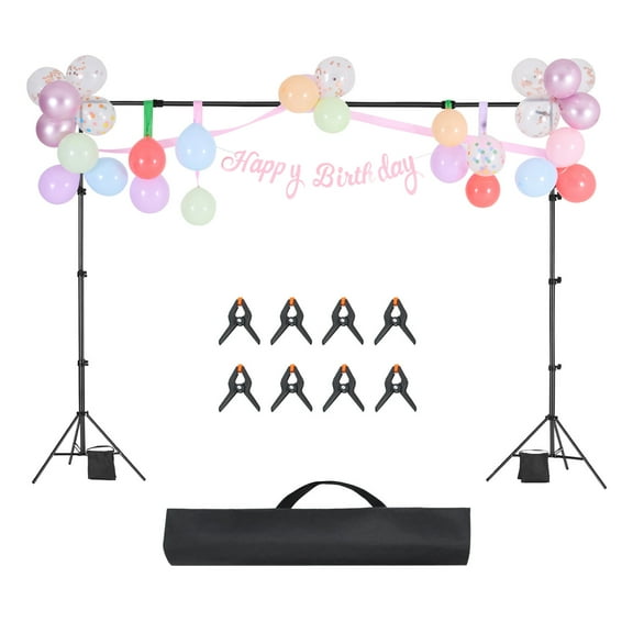 KFFKFF Backdrop Support, 7 x 10 ft Modifiable Picture Background Support Kit, Movable Backdrop Support with 3 Crossbars, Robust Projector Screen Support, for Photo Video Studio & Gathering
