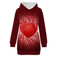 thumbnail image 3 of Vestido suelto de manga larga con capucha y bolsillo con estampado de corazón para mujer a la moda Pompotops  hdfakjf2309, 3 of 4