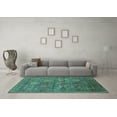 thumbnail image 3 of Ahgly Company Machine Washable Indoor Rectangle Oriental Turquoise Blue Industrial Area Rugs, 7' x 9', 3 of 4
