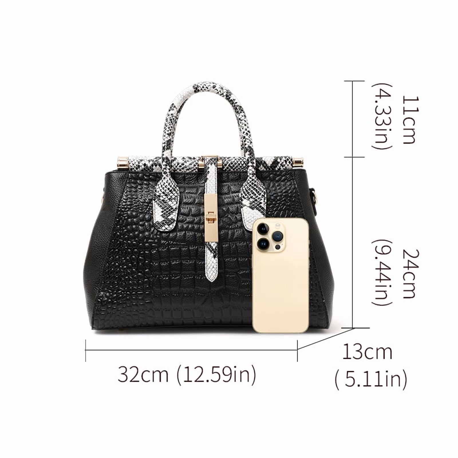 Genuine leather crocodile snake-print women's handbag 2025 detachable shoulder strap large capacity single shoulder strap