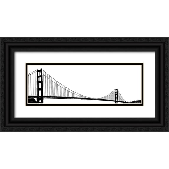 Sophie 6 18x9 Black Ornate Wood Framed with Double Matting Museum Art Print Titled - Golden Gate Bridge