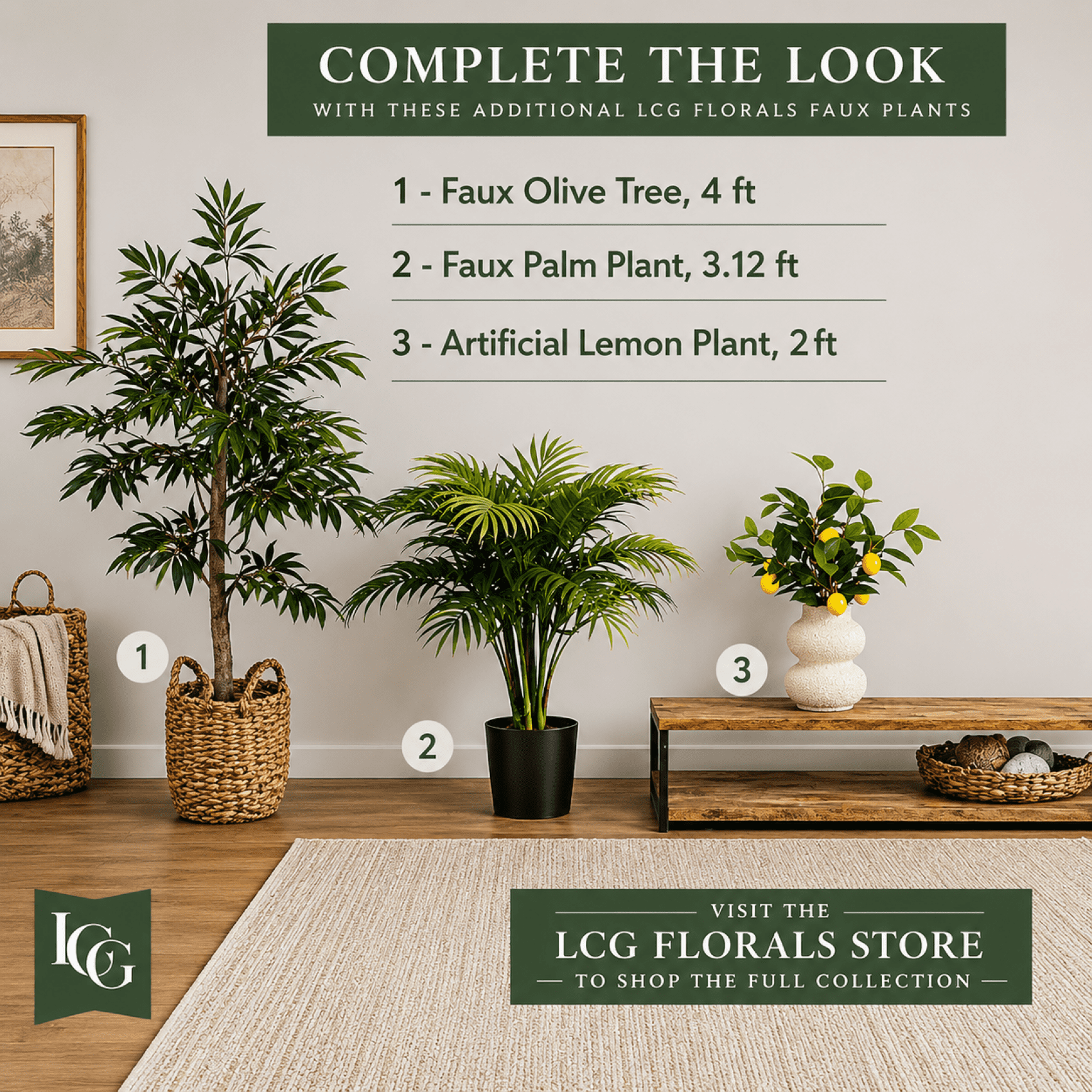 Artificial Plant, 24in Artificial Lemon Plant with Realistic Lemons in a Woven Tiered Basket by LCG Florals, Fake Indoor Faux Plant for Living Room, Kitchen, and Home Decor