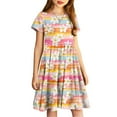 thumbnail image 2 of QingYiHua 4-14 Years Girls Summer Dresses Short Sleeve Casual Dress Kids Cute Fashion Print A Line Dress Big Girls Flowy Beach Sundress 2025&nbsp;Clearance, 2 of 5