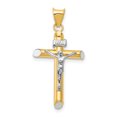 thumbnail image 1 of 14k Yellow and White Gold Two-tone & Rhodium INRI Crucifix Pendant Length 34mm, 1 of 2