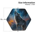 thumbnail image 3 of Pofeuu Lonely Night Sky Wolf Print Leather Coasters Set of 6, Round Cups Mugs Mat Pad for Home Kitchen Heat Resistant Drink Coasters,Hexagon, 3 of 7