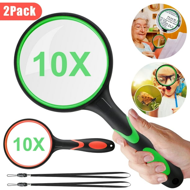 2pcs Magnifying Glass Handheld Reading Magnifier, 75mm Magnifying Lens with NonSlip Soft Handle