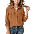 thumbnail image 2 of Girls Corduroy Shirts Button Down Soft Casual Long Sleeve Kids Fall Shirts Khaki 6-14 Years, 2 of 9