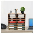 thumbnail image 3 of Wood File Organizer Desktop, 18 Slots Document Letter Mail Tray Sorter, Wooden File Paper Letter Tray Desktop Paper Sorter Literature Organizer Rack for School Home Office Supplies (Brown), 3 of 8