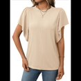 thumbnail image 1 of Camisas Formales Informales de Negocios para Mujer, Camisas de Verano, Mangas , Cuello Redondo, Mangas de Hoja de , Trajes 2025 Albaricoque XXL, 1 of 9