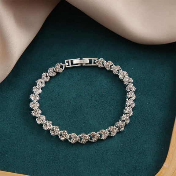 Goowood Gold Plated Tennis Bracelet for Women Heart Crystal Cubic Zirconia Wristband Luxury Roman Diamond Jewelry Gift for Mom Wife Anniversary Valentine's Day Gifts