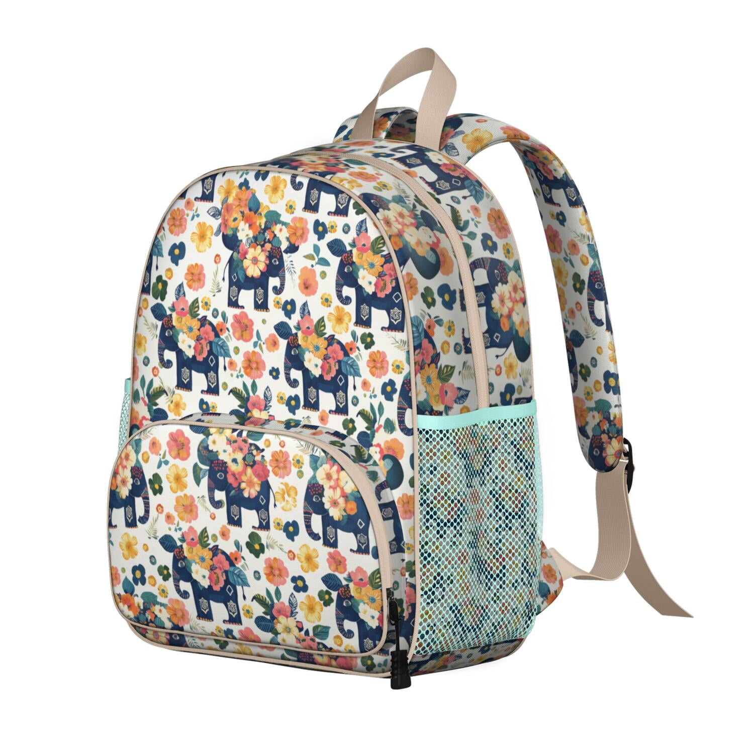 Bohemian Elephant Print Ergonomic School Backpack 