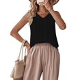 thumbnail image 2 of Linen Tank Tops for Women Summer Casual Loose V Neck Sleeveless Shirts Blouses Tunic Tops Black M, 2 of 9