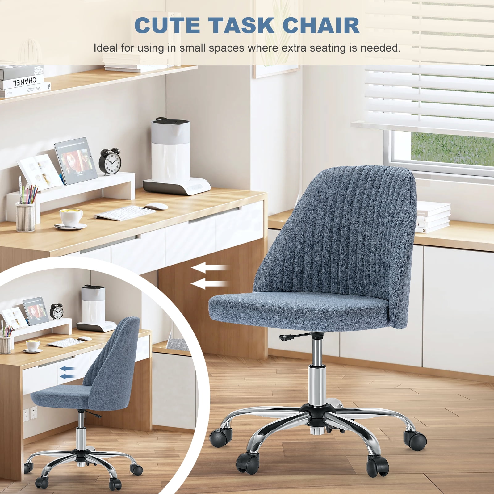 Gianna Home Office Desk Chair, Adjustable Armless Rolling Task Chair, Computer Chairs for Home