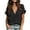 *Black, variant on ClodeEU Women's V Neck Ruffle Short Sleeve Linen Blend Blouse,Casual Loose Solid Summer Top Black,Women's Plus L