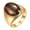 Gold Brown, variant on Stainless Steel Cat Eye Ring for Women Minimalist Vintage Gemstone Band Retro Chatoyant Stone Jewelry Gold White Size 10