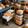 thumbnail image 5 of Heavy Duty Hand Truck Dual Purpose 2 Wheel Dolly Cart and 4 Wheel Push Cart with Swivel Wheels - 330 lbs Capacity Flatbed Cart for Moving, Warehouse, Garden, and Grocery, 5 of 9