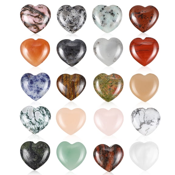 DEEPCRAFF 20-Piece Assorted Color Heart Crystal Stones for Meditation, Vase Fillers, Home Decor Accents and Craft Projects