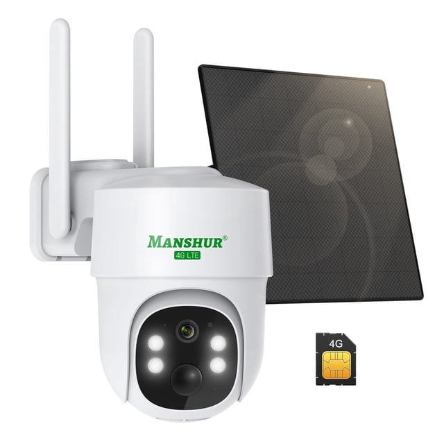 Camara de seguridad Manshur UB6 4G LTE solar exterior 2K 3MP PTZ 360 vision nocturna color