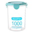 thumbnail image 1 of Qukaim Boîte de rangement alimentaire en plastique transparent hermétique pour la cuisine, les céréales, les haricots, les noix (bleu, 1000 ml), 1 of 1