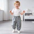 thumbnail image 2 of 3-4T 3 Pack Toddler Boys Pants Toddler Boys Clothes Kids Boys Sweatpants Cute Casual Elastic Waist Joggers Athletic Pants Size 6M-4T,Grey, 2 of 9