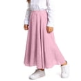 thumbnail image 5 of IVEYRTF Girls Cotton Linen Look Solid Color High Waist Elastic Waist Skirt with Pockets Ruffle Hem A-Line Kids Casual School Activities Everyday Long Skirt, 5 of 7