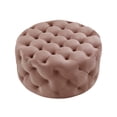 thumbnail image 3 of Inspired Home Tracy Velvet Cocktail Ottoman Allover Tufted Round Castered Legs Contemporary, Blush, 3 of 7