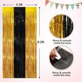 thumbnail image 2 of Black Gold Metallic Tinsel Foil Fringe Curtains, 4 Pack 3.3x8.3 Feet Party Streamer for Birthday Party Decorations, Halloween Decor, Foil Curtain for Bachelorette Party, 2 of 14
