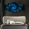 thumbnail image 5 of TISHIRON 5PCS Framed Canvas Wall Art Set,60"x32" Abstract Blue Neon Flowers Canvas Art Decor, 5 of 7