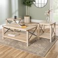 thumbnail image 4 of Walker Edison Metal X 3-Piece Wood and Metal Coffee Table Set in White Oak, 4 of 5