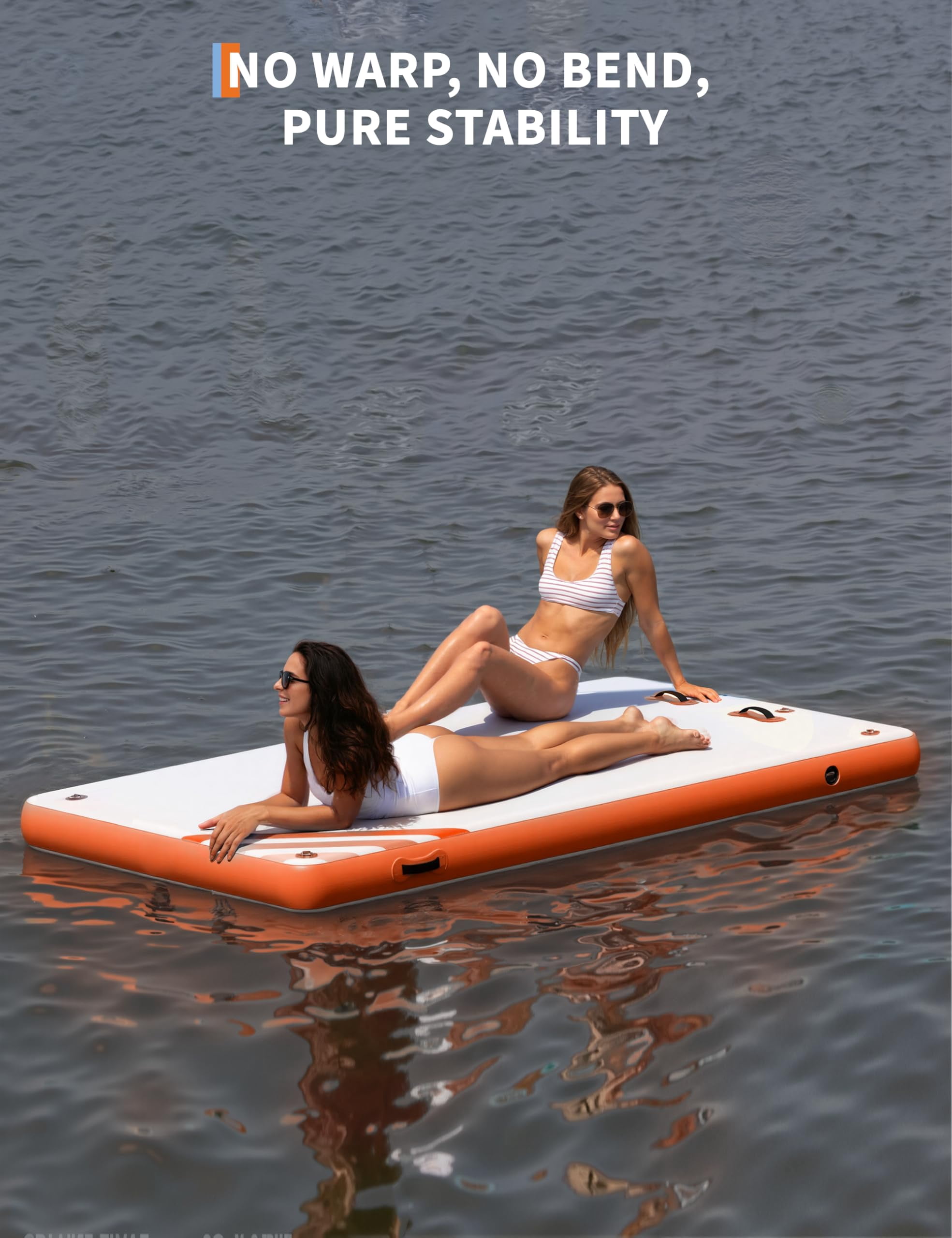 Inflatable Floating Dock, for Lakes with Rope Ladder and Non-Slip Platform, Inflatable Dock Floating Platform Island Raft for Boats, Pool, Beach, Ocean
